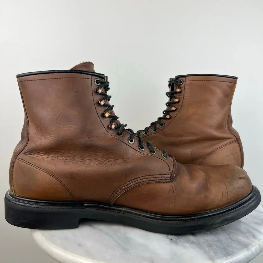 Men's Vintage Red Wing 953 Lace Up Brown Leather Soft Toe Work Boots (Sz 16)
